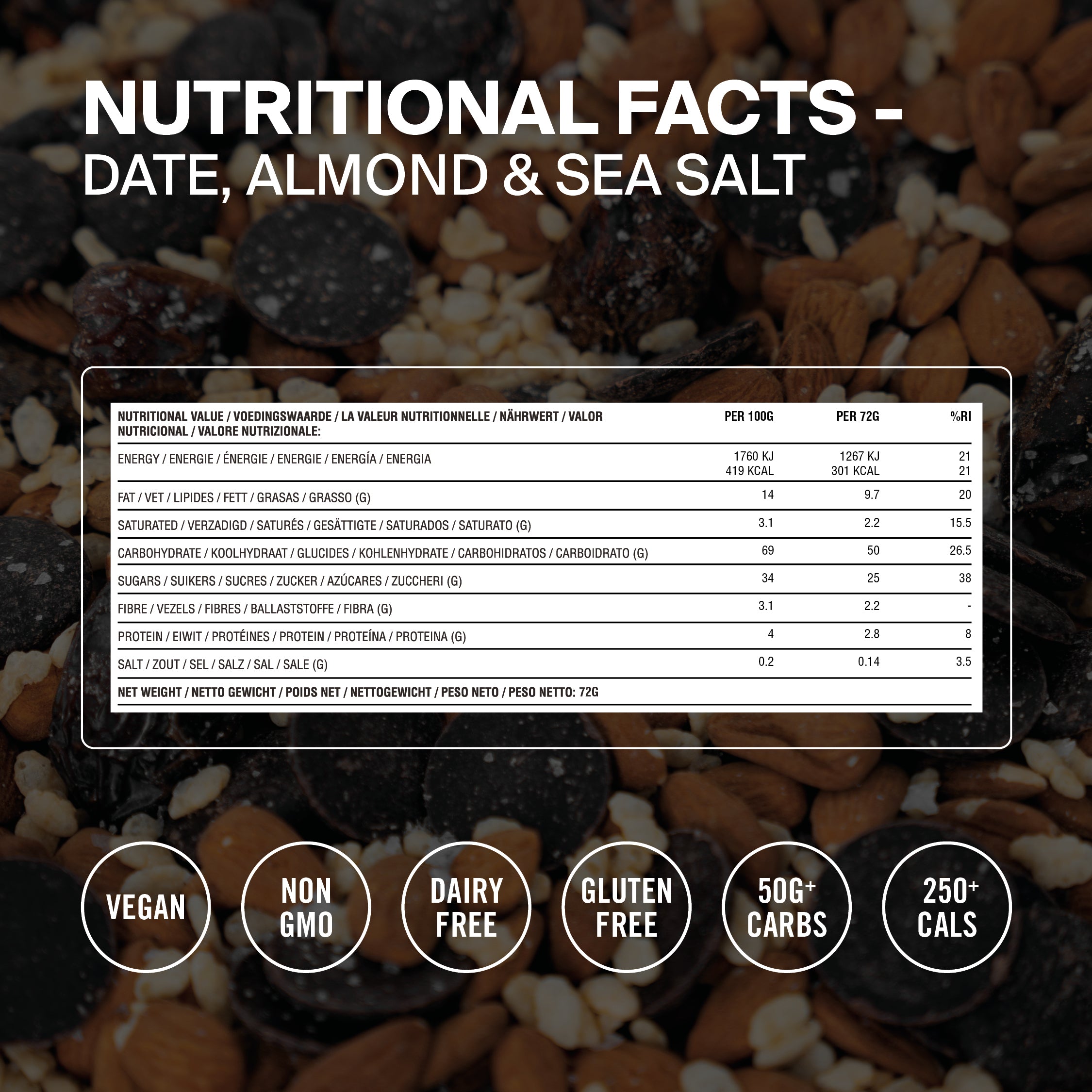Styrkr - BAR50 Energy Rice Bars - Date, Almond & Sea Salt (Single 50g Bar)