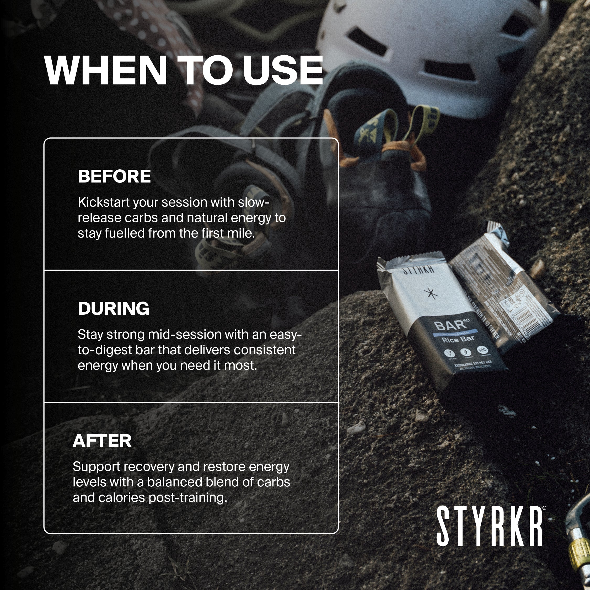 Styrkr - BAR50 Energy Rice Bars - Date, Almond & Sea Salt (Single 50g Bar)