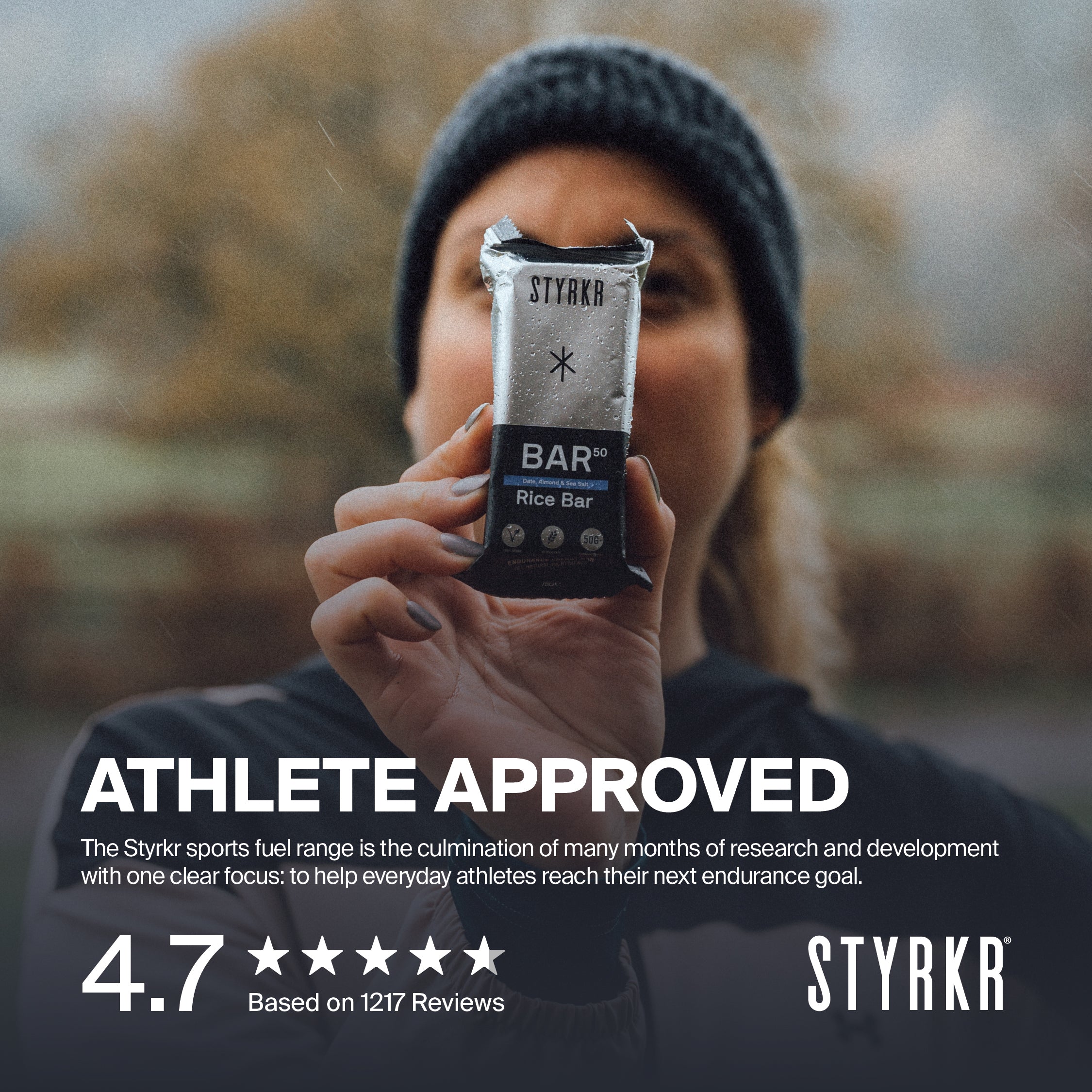 Styrkr - BAR50 Energy Rice Bars - Date, Almond & Sea Salt (Single 50g Bar)