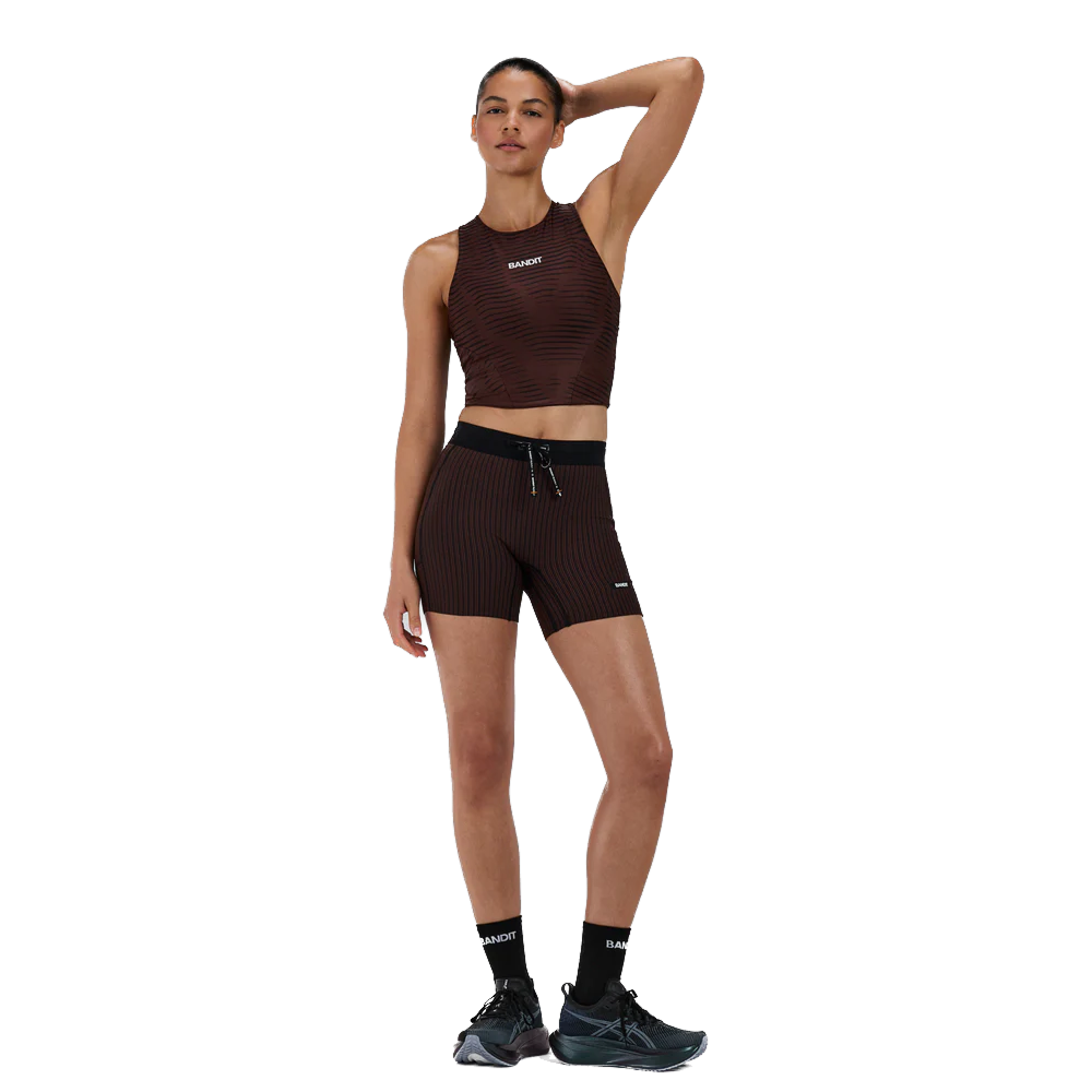 Bandit - Women's Stamina™ Race Crop - Organic Stripe Cacao