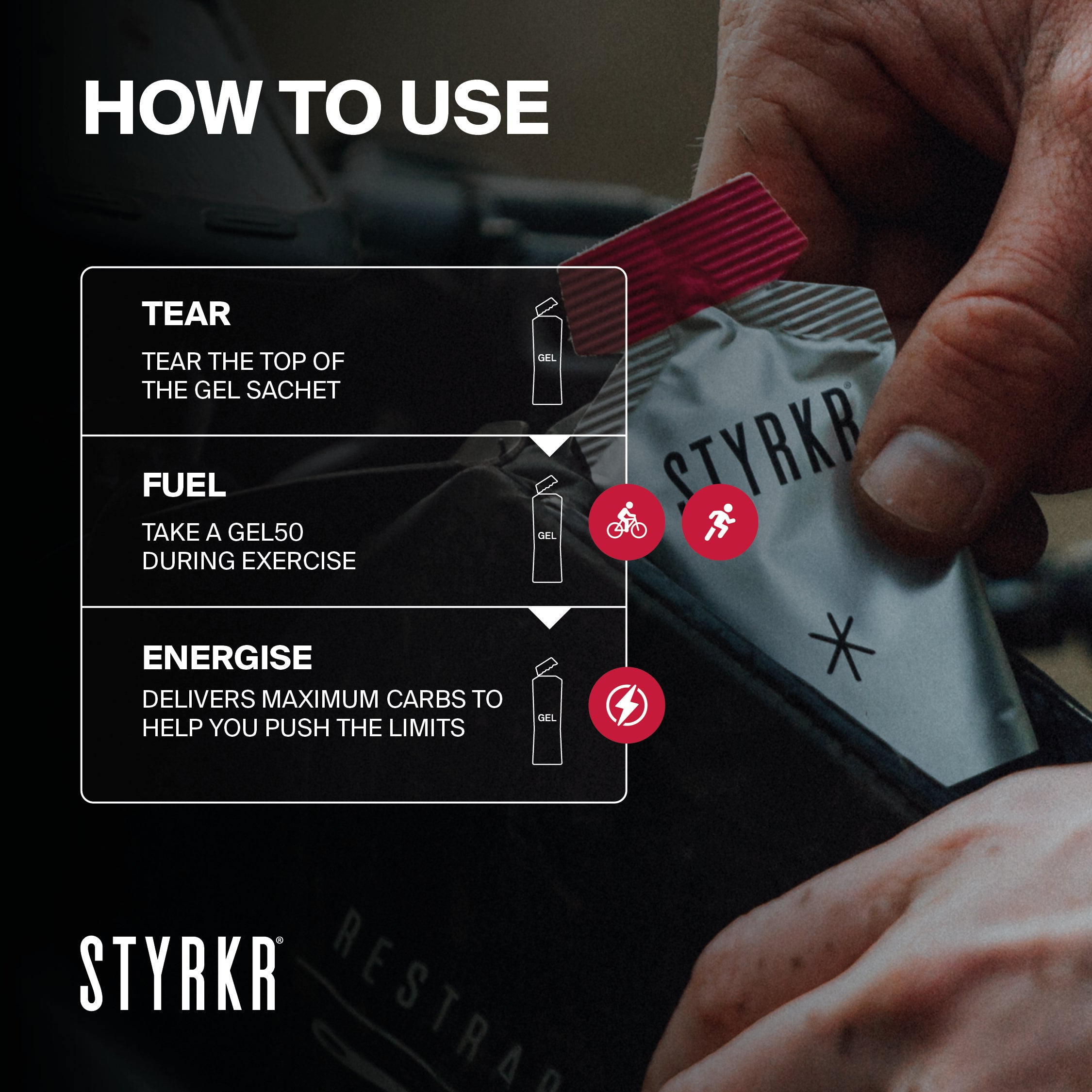 Styrkr - GEL50 Dual-Carb Energy Gel - Mixed Berry (Single 50g Gel)