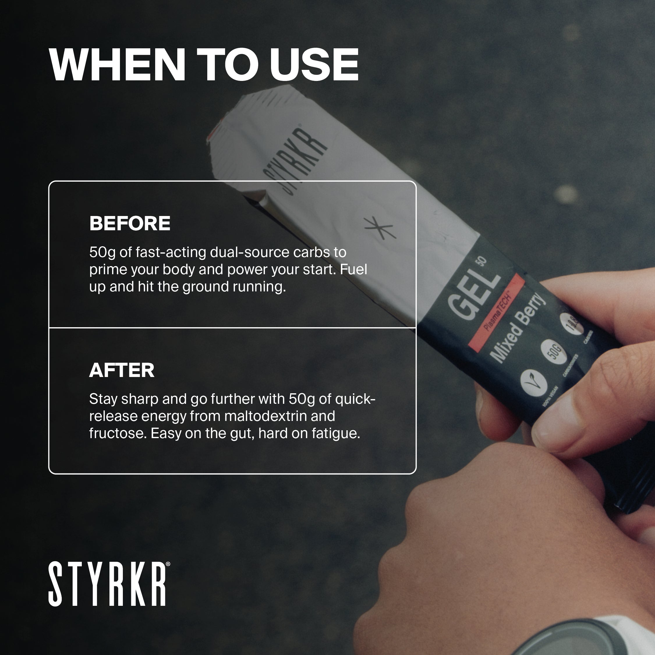 Styrkr - GEL50 Dual-Carb Energy Gel - Mixed Berry (Single 50g Gel)